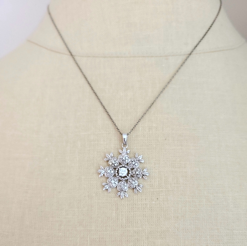 COPY - Silver Diamond Snowflake Pendant Necklace